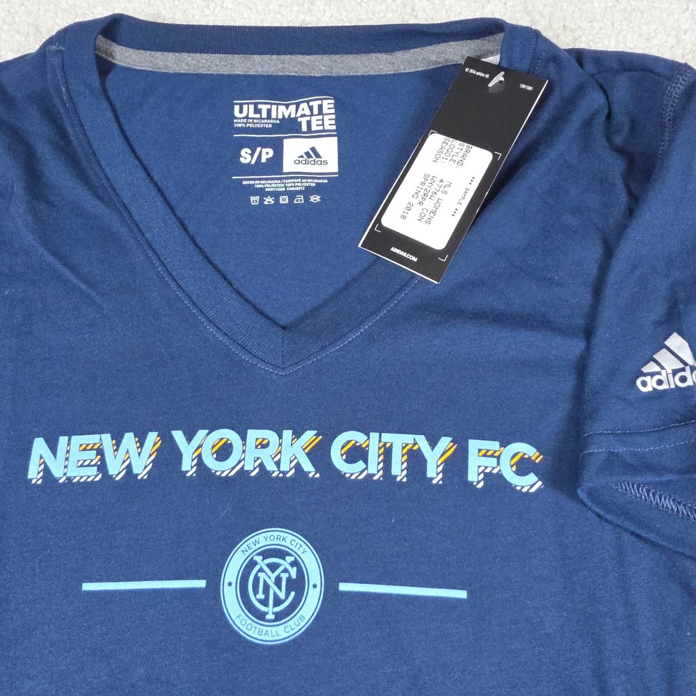 Adidas New York City FC Ultimate Tee Womens Small Navy Blue MLS Climalite 4776W
